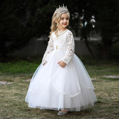 Ball Gown Scoop Long Sleeves Lace Flower Girl Dresses