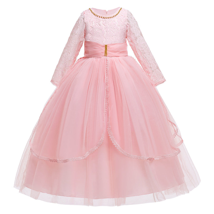 Ball Gown Scoop Long Sleeves Lace Flower Girl Dresses