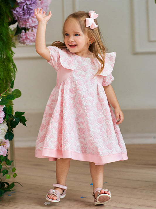 Ball Gown Scoop Short Sleeves Ruched Flower Girl Dresses