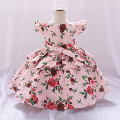 Ball Gown Scoop Flying Sleeves Tiered Flower Girl Dresses