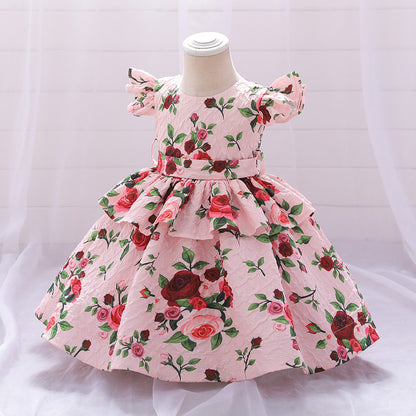 Ball Gown Scoop Flying Sleeves Tiered Flower Girl Dresses