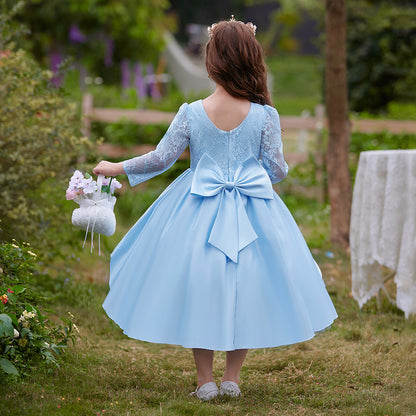 Ball Gown Scoop 3/4 Sleeves Tiered Flower Girl Dresses