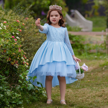 Ball Gown Scoop 3/4 Sleeves Tiered Flower Girl Dresses