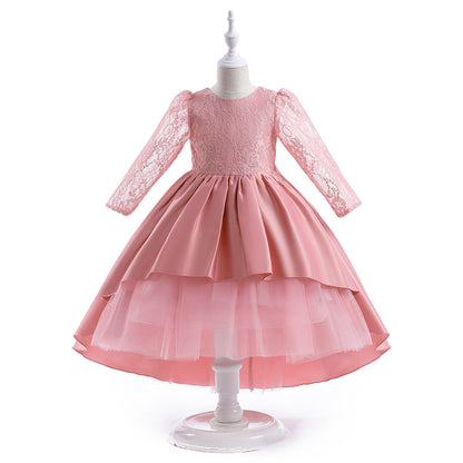 Ball Gown Scoop 3/4 Sleeves Tiered Flower Girl Dresses