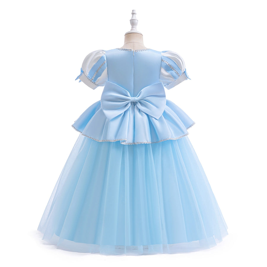 Ball Gown Scoop Puff Sleeves Sequins Flower Girl Dresses