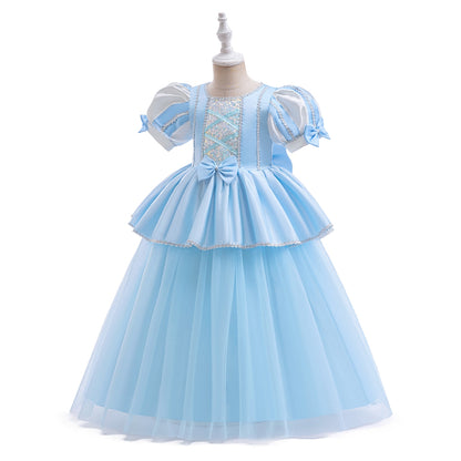 Ball Gown Scoop Puff Sleeves Sequins Flower Girl Dresses