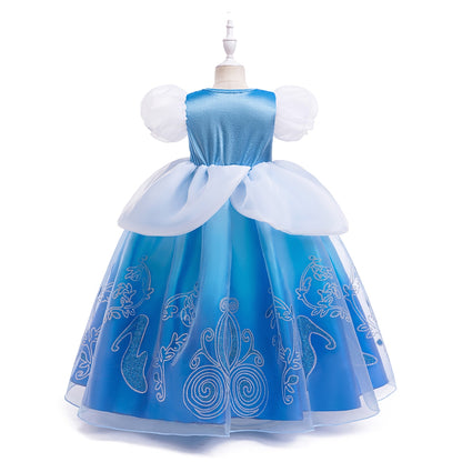 Ball Gown Square Neck Puff Sleeves Applique Flower Girl Dresses