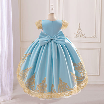 Ball Gown Scoop Puff Sleeves Lace Flower Girl Dresses