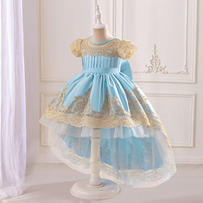 Ball Gown Scoop Puff Sleeves Lace Flower Girl Dresses