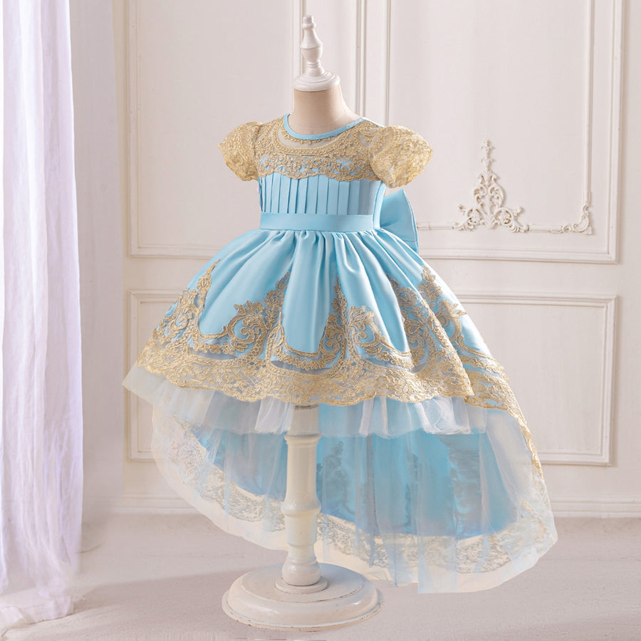 Ball Gown Scoop Puff Sleeves Lace Flower Girl Dresses