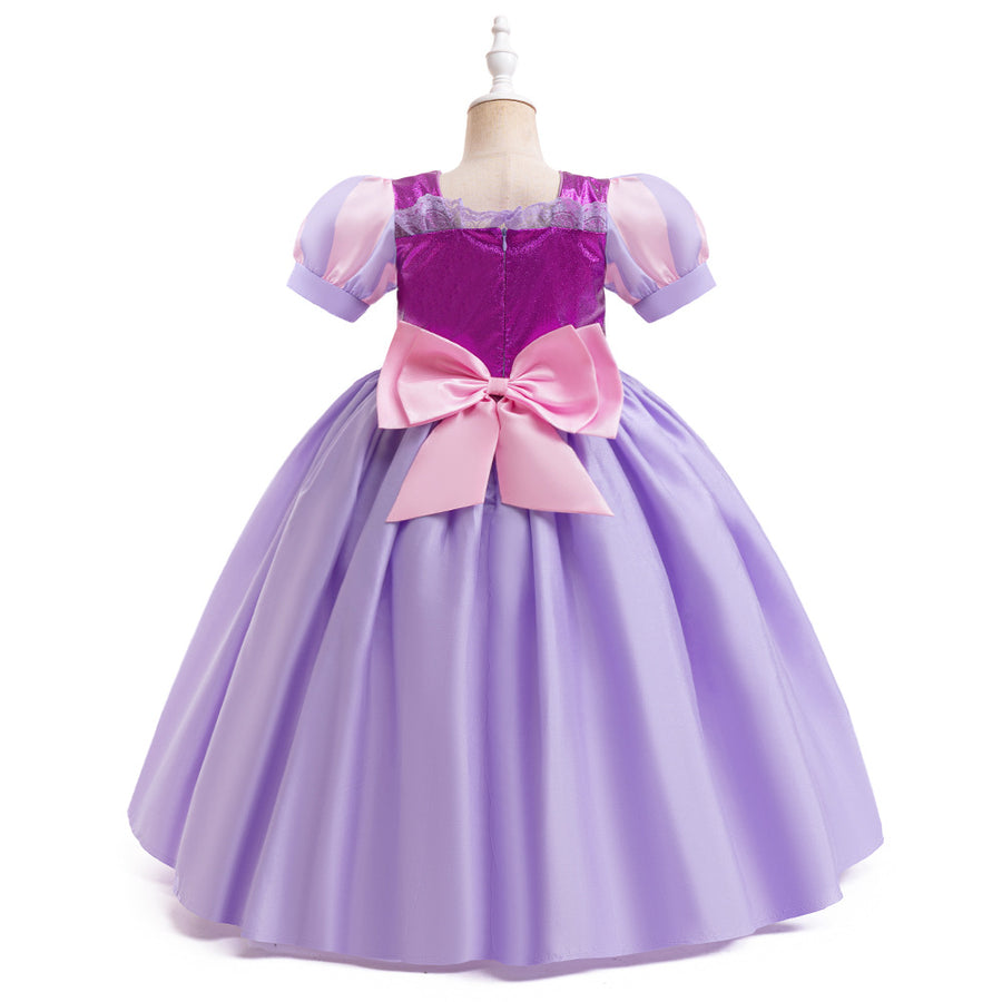 Ball Gown Scoop Puff Sleeves Applique Flower Girl Dresses