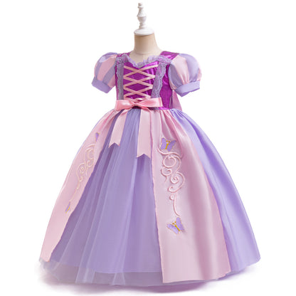 Ball Gown Scoop Puff Sleeves Applique Flower Girl Dresses