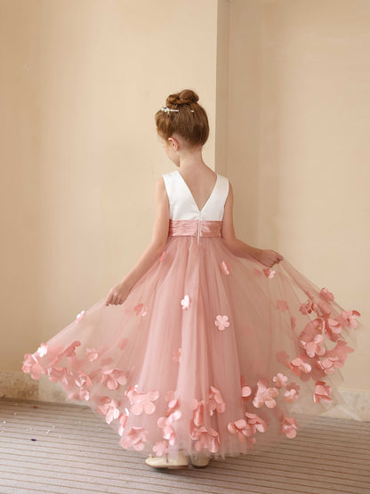 A-Line/Princess Crew Neck Sleeveless Flower Girl Dresses with Applique