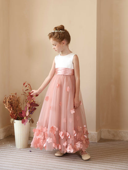 A-Line/Princess Crew Neck Sleeveless Flower Girl Dresses with Applique