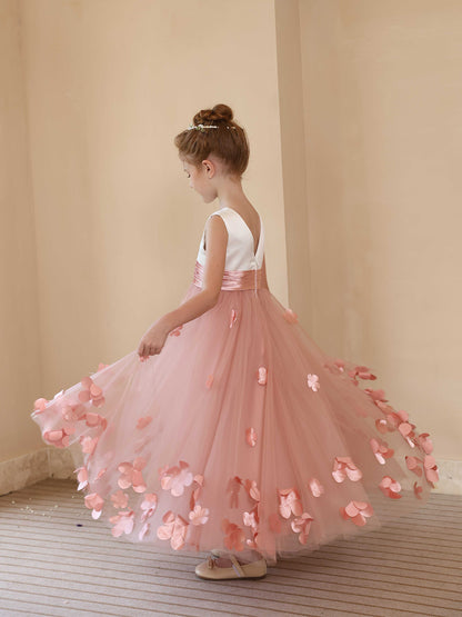 A-Line/Princess Crew Neck Sleeveless Flower Girl Dresses with Applique