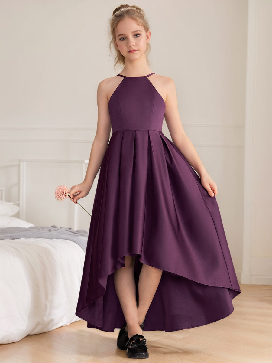 A-Line/Princess Halter Sleeveless Ruched Junior Bridesmaid Dresses