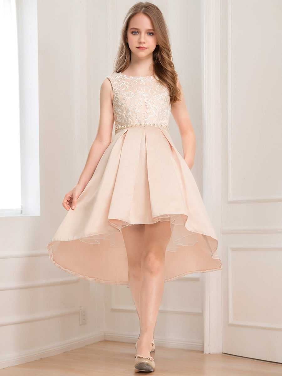 A-Line/Princess Scoop Sleeveless Beading Junior Bridesmaid Dresses