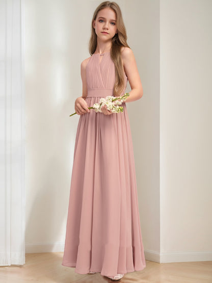 A-Line/Princess Halter Sleeveless Bow Junior Bridesmaid Dresses