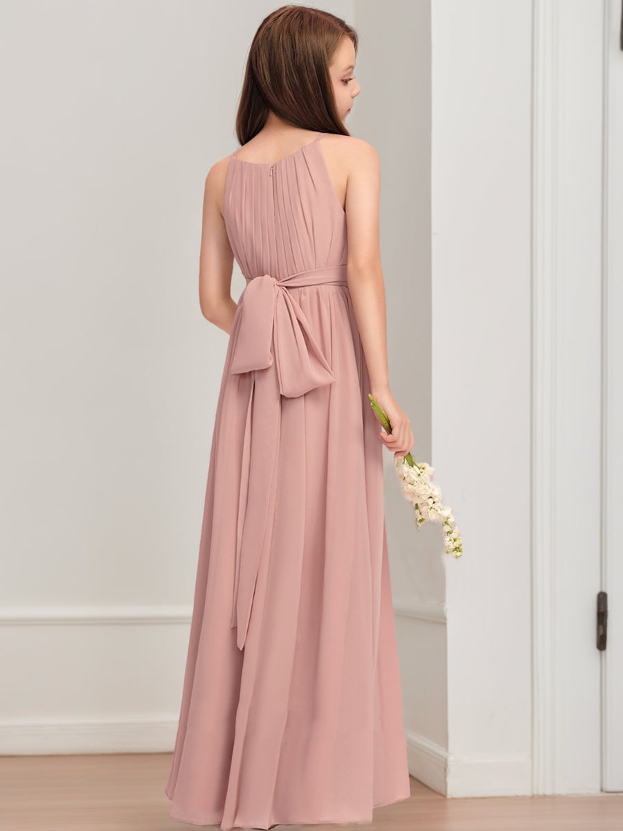 A-Line/Princess Halter Sleeveless Bow Junior Bridesmaid Dresses