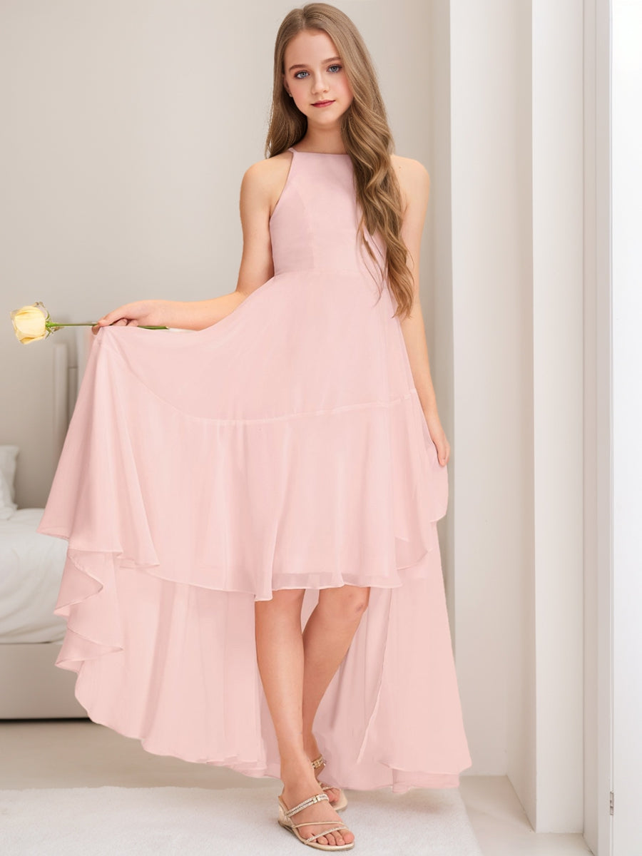 A-Line/Princess Halter Sleeveless Ruffles Junior Bridesmaid Dresses