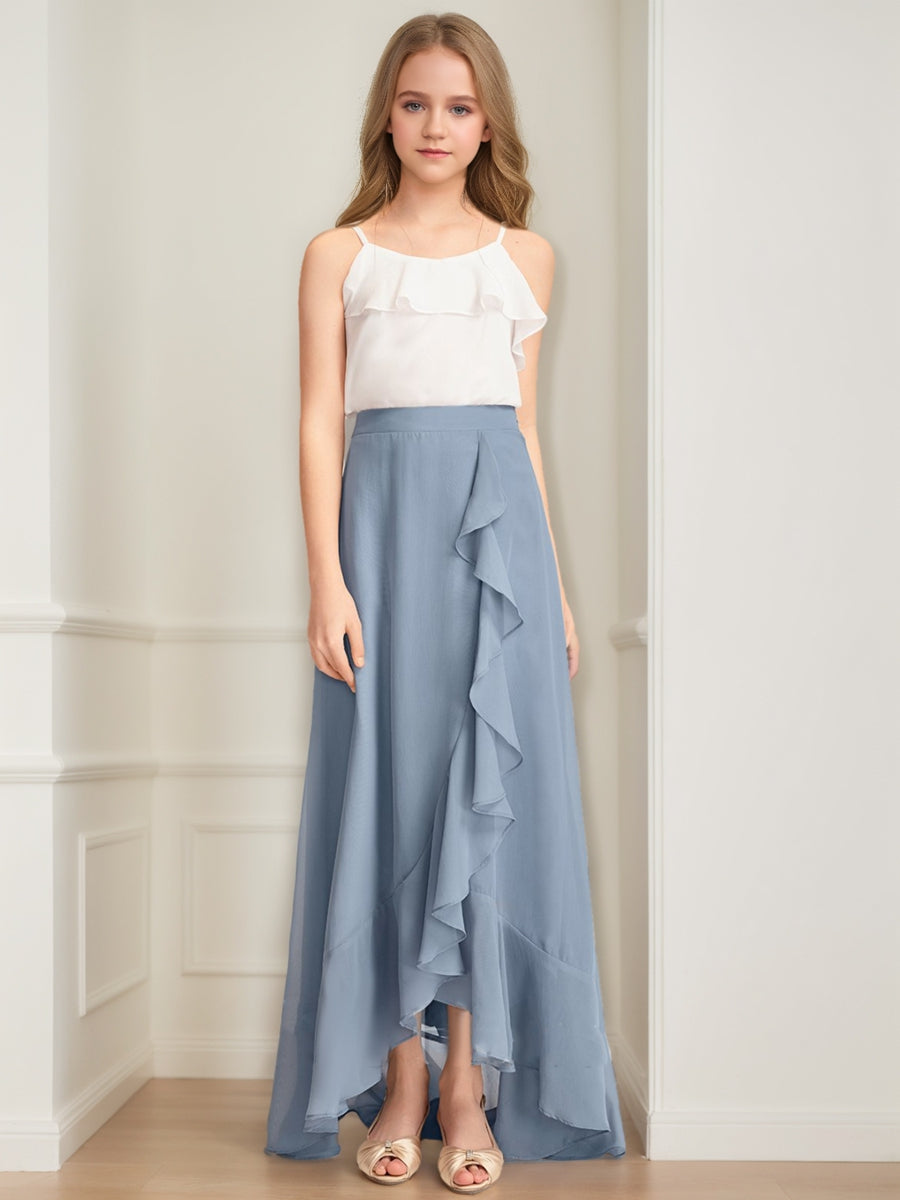 A-Line/Princess Scoop Sleeveless Ruffles Junior Bridesmaid Dresses