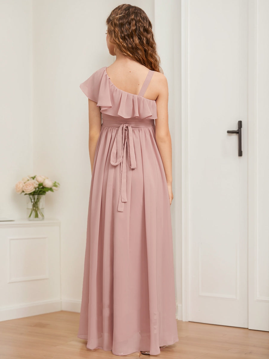 A-Line/Princess Asymmetrical Sleeveless Ruffles Junior Bridesmaid Dresses