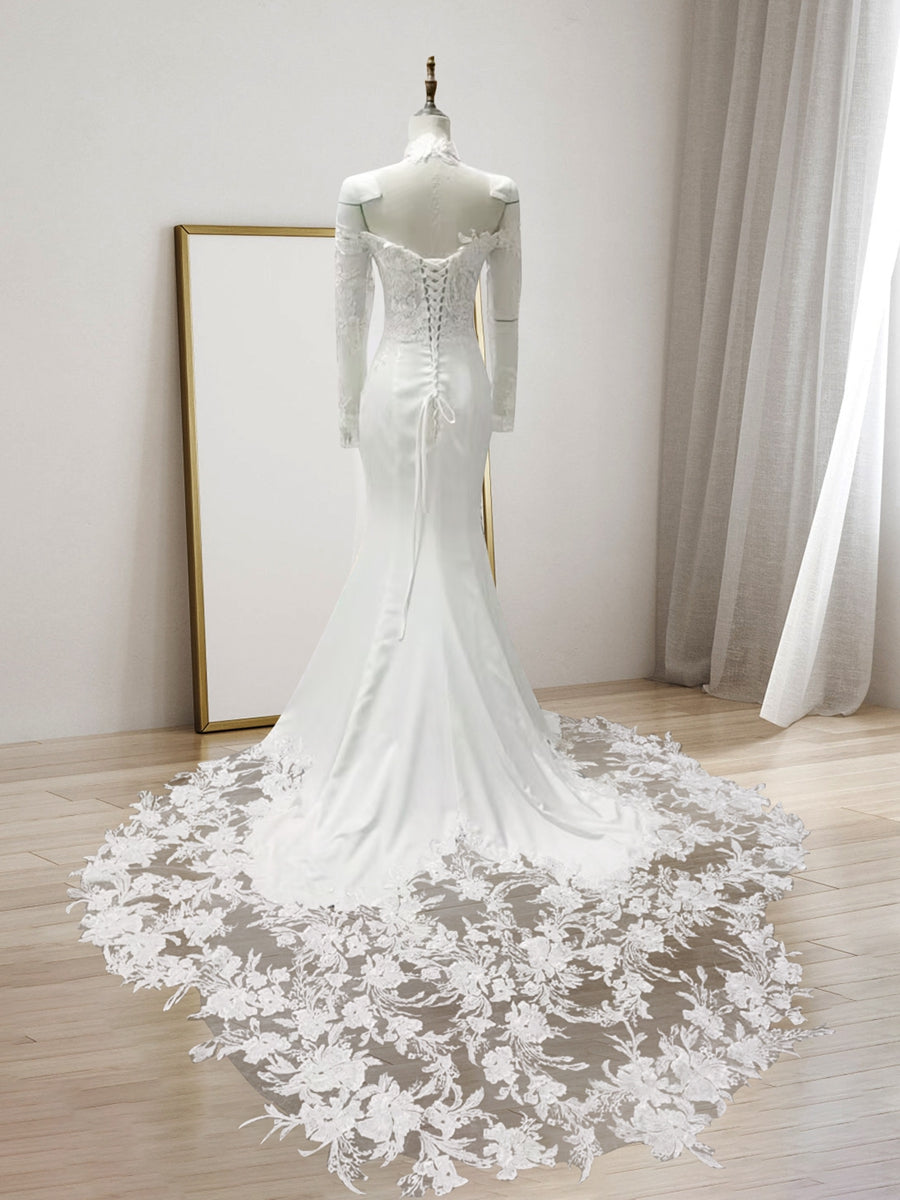 Trumpet/Mermaid Sweetheart Long Sleeves Lace Wedding Dresses