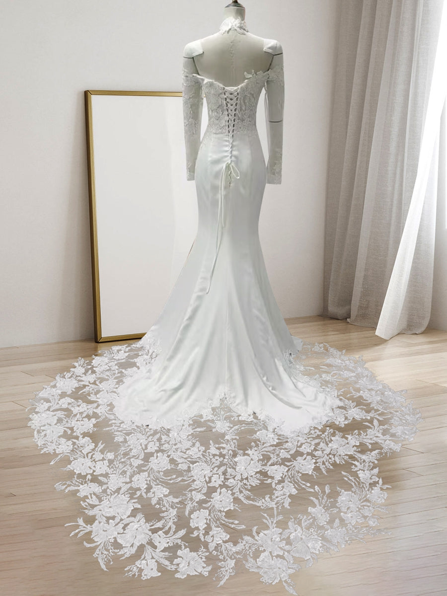 Trumpet/Mermaid Sweetheart Long Sleeves Lace Wedding Dresses