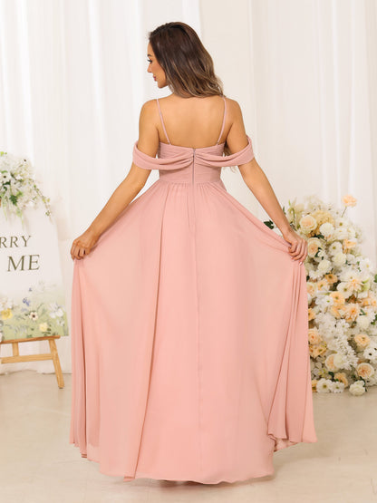 A-Line/Princess Spaghetti Straps Long Bridesmaid Dresses With Split Side