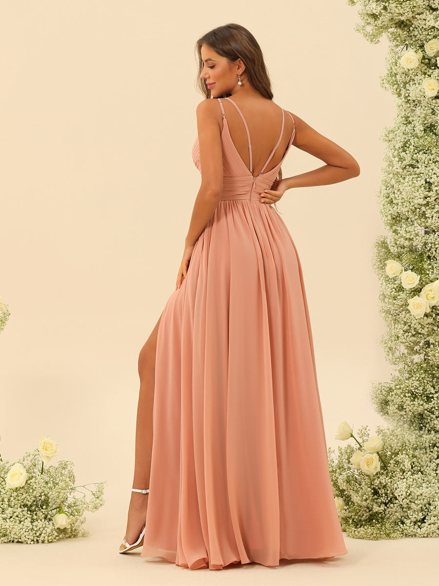 A-Line/Princess Floor-Length Spaghetti Straps Ruffles Bridesmaid Dresses