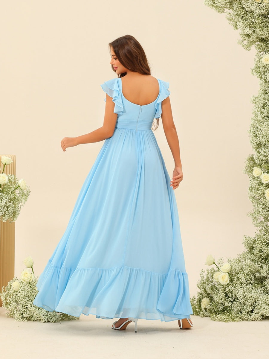 A-Line/Princess Ankle-Length Sleeveless Bridesmaid Dresses With Ruffles