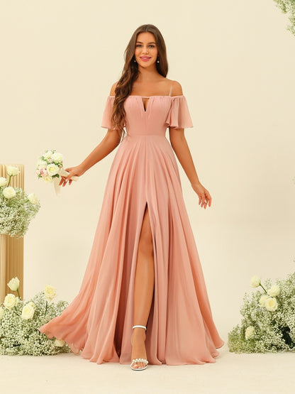 A-Line/Princess Floor-Length Off-the-Shoulder Bridesmaid Dresses