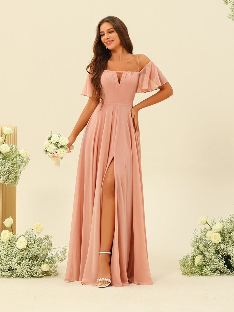 A-Line/Princess Floor-Length Off-the-Shoulder Bridesmaid Dresses