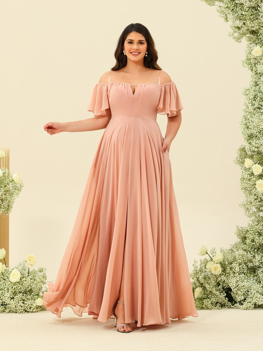 A-Line/Princess Floor-Length Off-the-Shoulder Bridesmaid Dresses