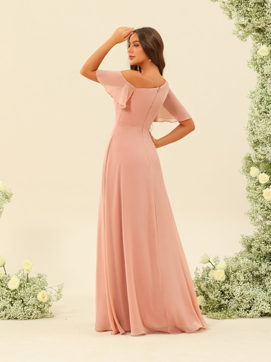 A-Line/Princess One-Shoulder Floor-Length Split Side Bridesmaid Dresses