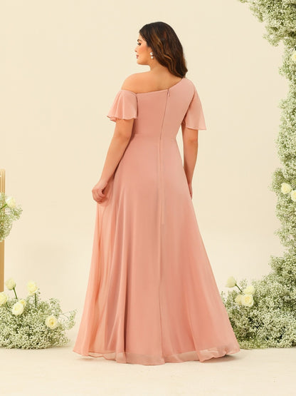 A-Line/Princess One-Shoulder Floor-Length Split Side Bridesmaid Dresses