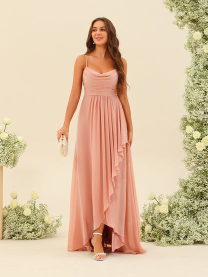 A-Line/Princess Asymmetrical Spaghetti Straps Ruffles Bridesmaid Dresses