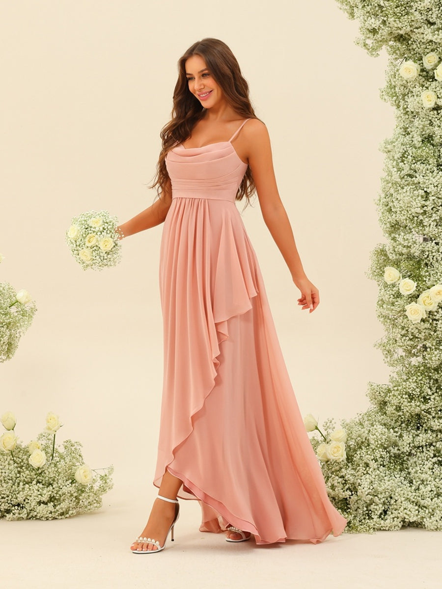 A-Line/Princess Asymmetrical Spaghetti Straps Ruffles Bridesmaid Dresses