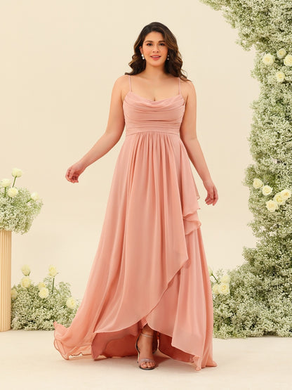 A-Line/Princess Asymmetrical Spaghetti Straps Ruffles Bridesmaid Dresses