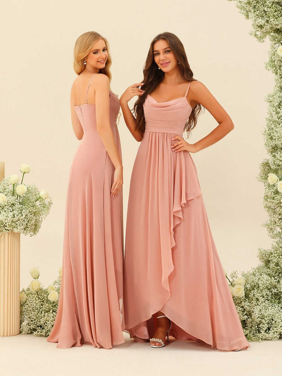 A-Line/Princess Asymmetrical Spaghetti Straps Ruffles Bridesmaid Dresses