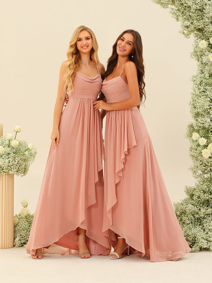 A-Line/Princess Asymmetrical Spaghetti Straps Ruffles Bridesmaid Dresses