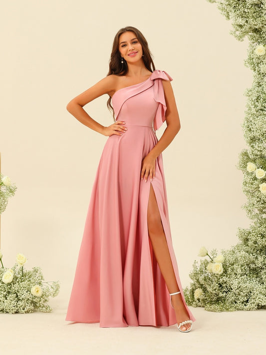 A-Line/Princess One-Shoulder Split Side Bridesmaid Dresses