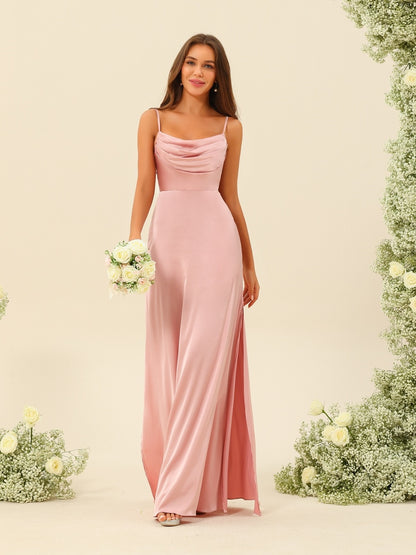 Sheath/Column Spaghetti Straps Split Side Bridesmaid Dresses