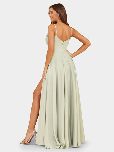 A-Line/Princess Spaghetti Straps Sleeveless Evening Dresses with Ruched