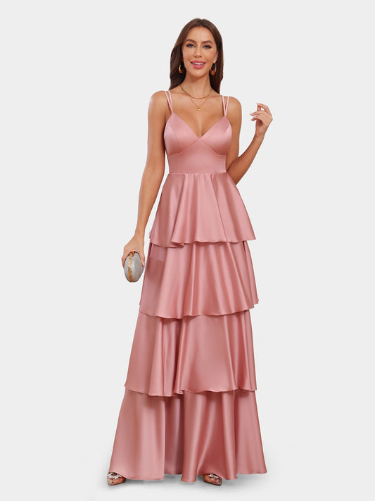 A-Line/Princess Spaghetti Straps Sleeveless Evening Dresses with Ruffles