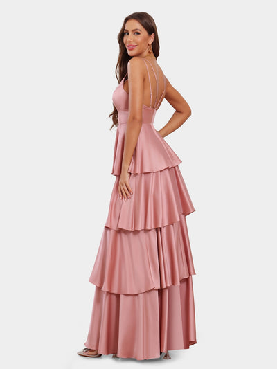 A-Line/Princess Spaghetti Straps Sleeveless Evening Dresses with Ruffles