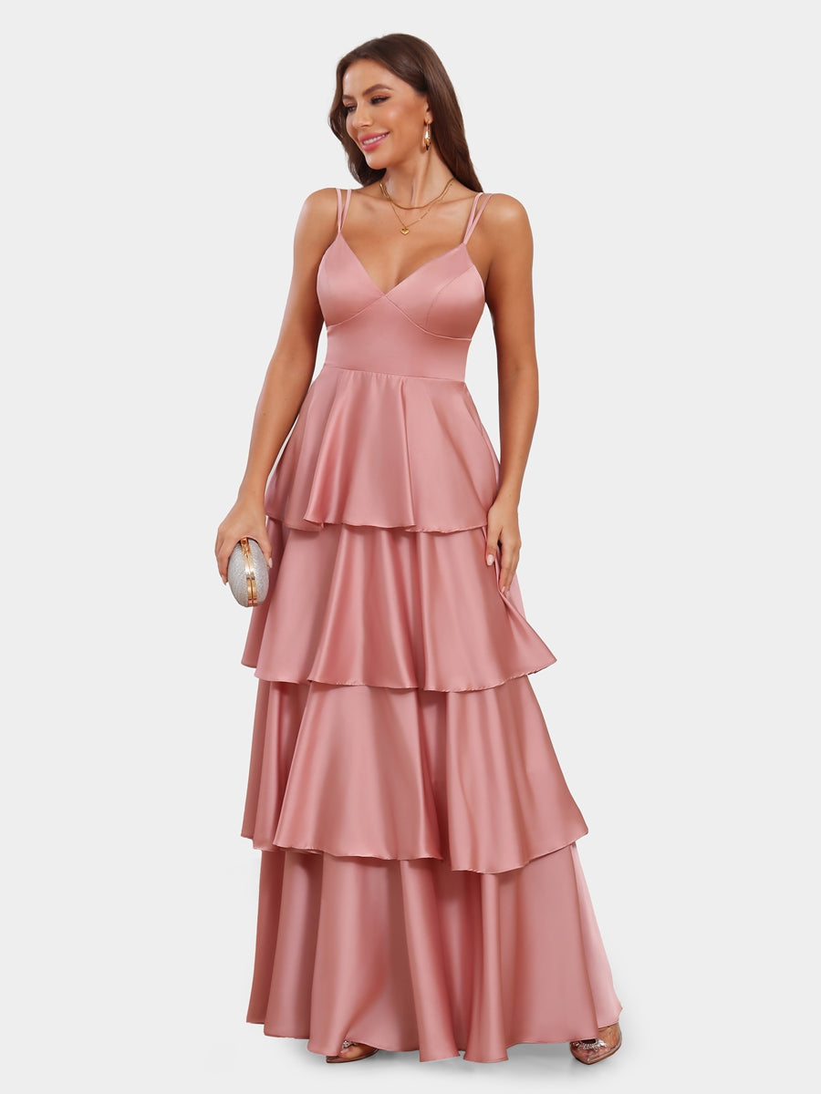 A-Line/Princess Spaghetti Straps Sleeveless Evening Dresses with Ruffles