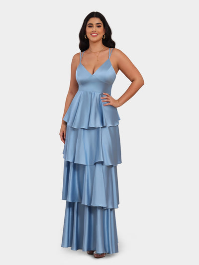 A-Line/Princess Spaghetti Straps Sleeveless Evening Dresses with Ruffles