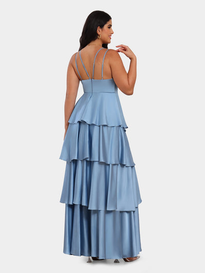 A-Line/Princess Spaghetti Straps Sleeveless Evening Dresses with Ruffles