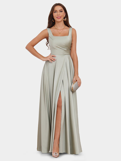 A-Line/Princess Scoop Sleeveless Evening Dresses with Ruched